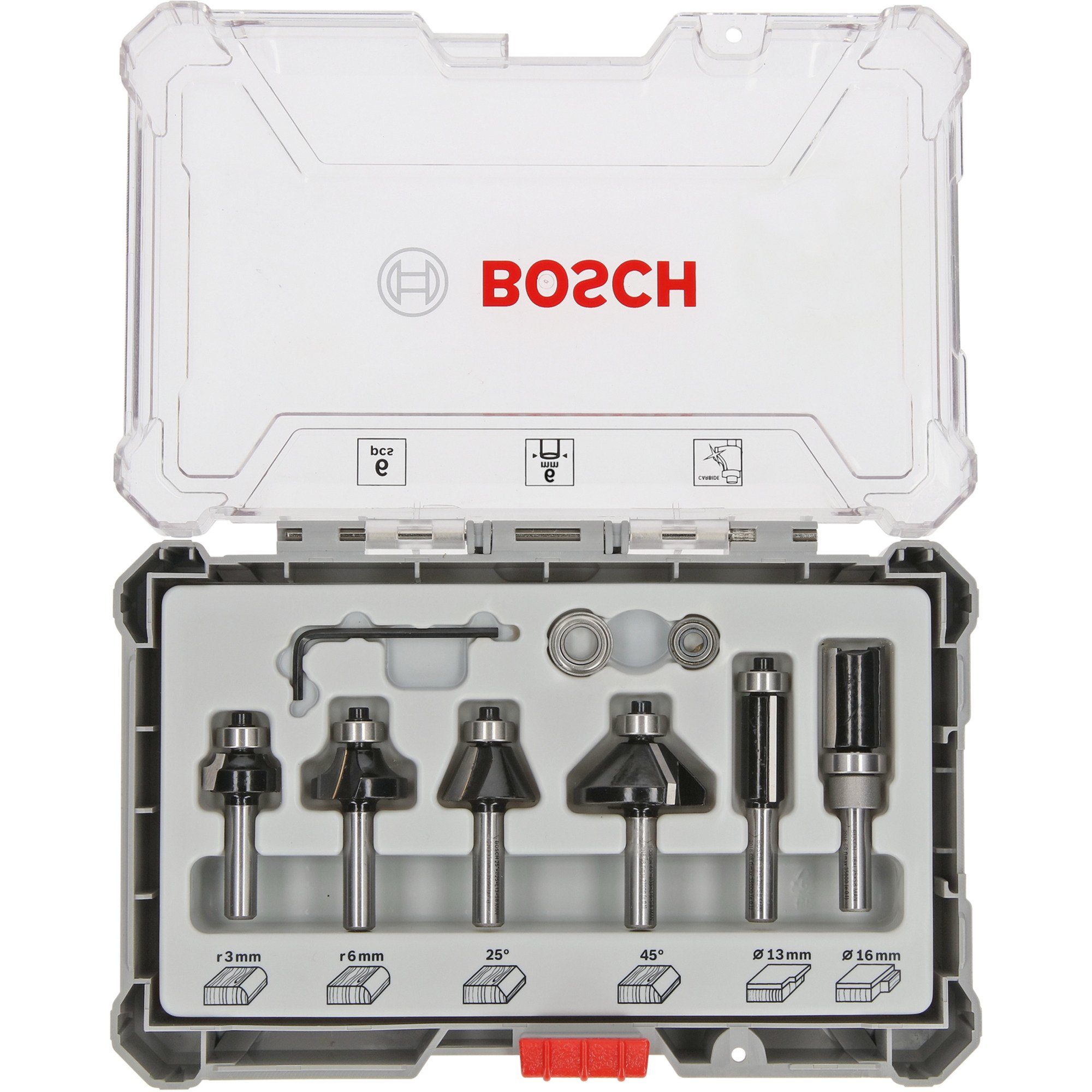 BOSCH Fräse Rand- und Kantenfräser-Set, 6-teilig