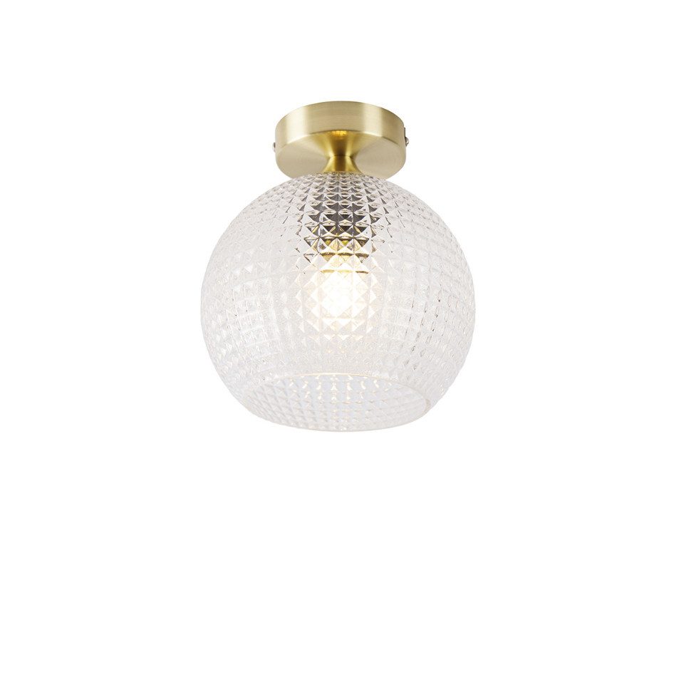 Qazqa Deckenleuchte Sphere, Dimmbar, LED wechselbar, Extra-Warmweiß, QAZQA Deckenleuchte, e27, Gold, Glas, Art Deco