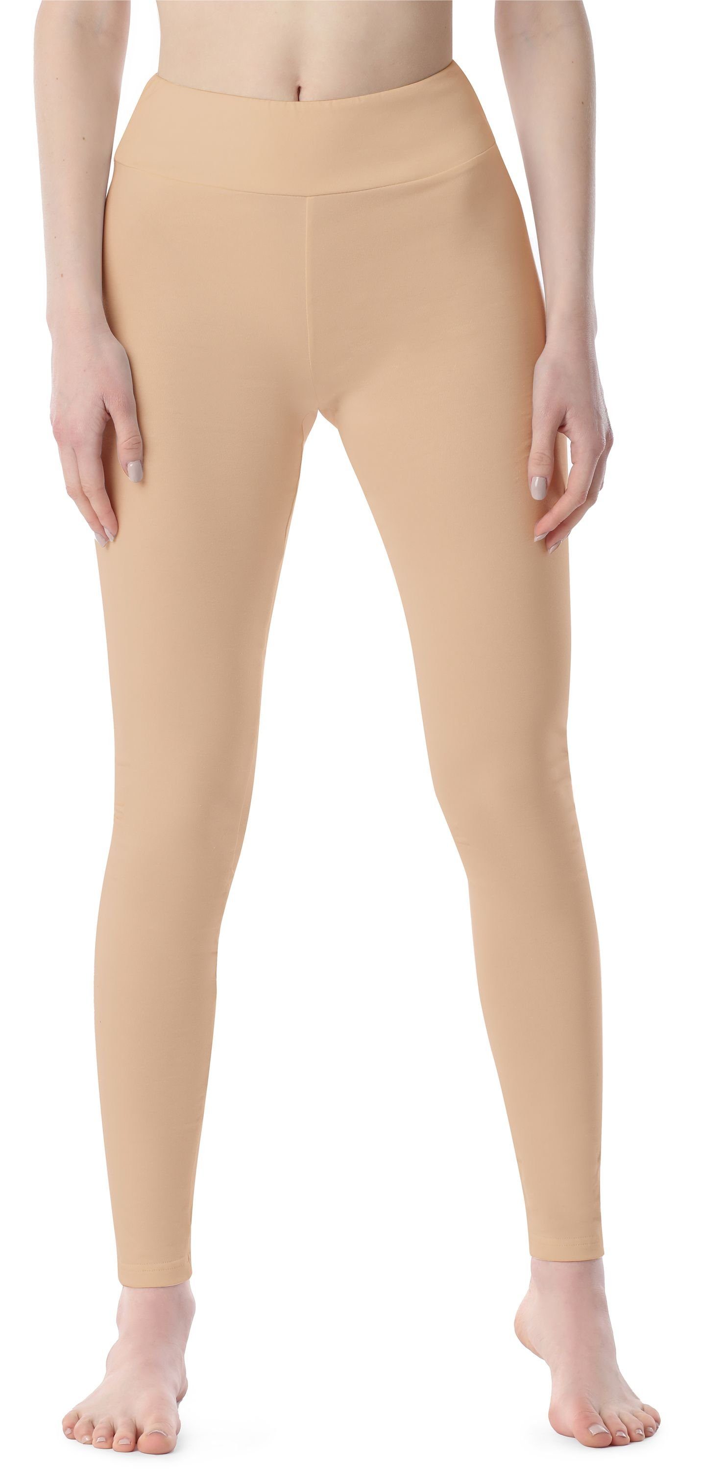 Merry Style Leggings Damen Lange Leggings aus Baumwolle MS10-429 (1-tlg) elastischer Bund Sand