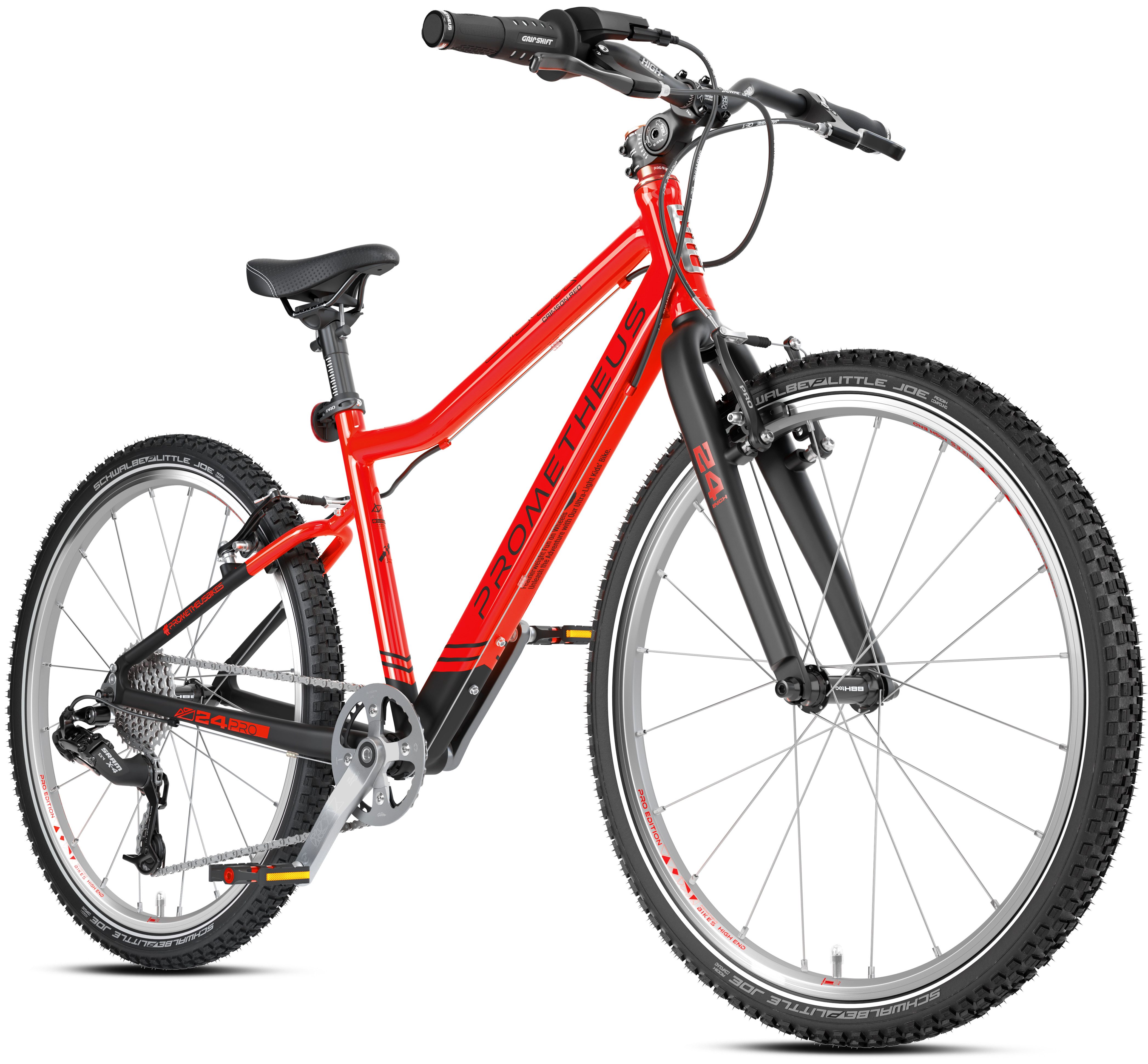 PROMETHEUS BICYCLES Kinderfahrrad PRO 24 Zoll ab 7 Jahre, 8 Gang SRAM X4 Schaltwerk, Kettenschaltung, PREMIUM ultralight (9.0 kg) AA-6061 Alurahmen V-Brakes SCHWALBE Reifen