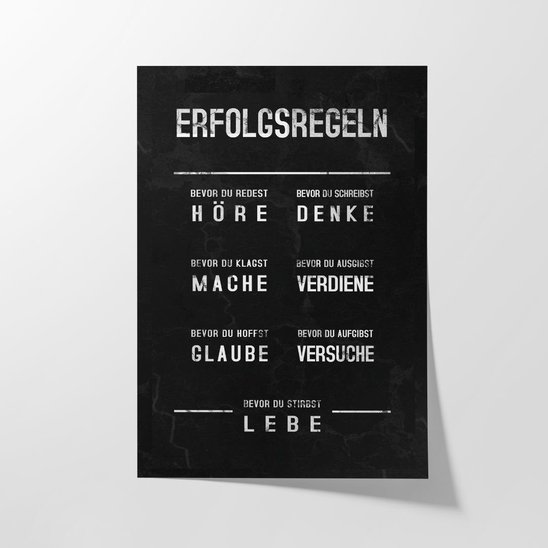 Hustling Sharks Poster Motivationsbild als Poster "Erfolgsregeln" - exklusives Erfolgsbild, in 7 unterschiedlichen Größen verfügbar