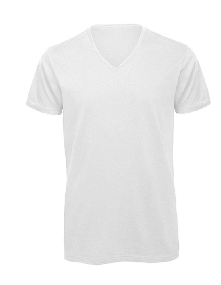 B&C Unterhemd (10er Pack) Unterziehshirt V-Ausschnitt Weiß (Pack, 10er Pack) gekämmte, ringgesponnene Bio-Baumwolle