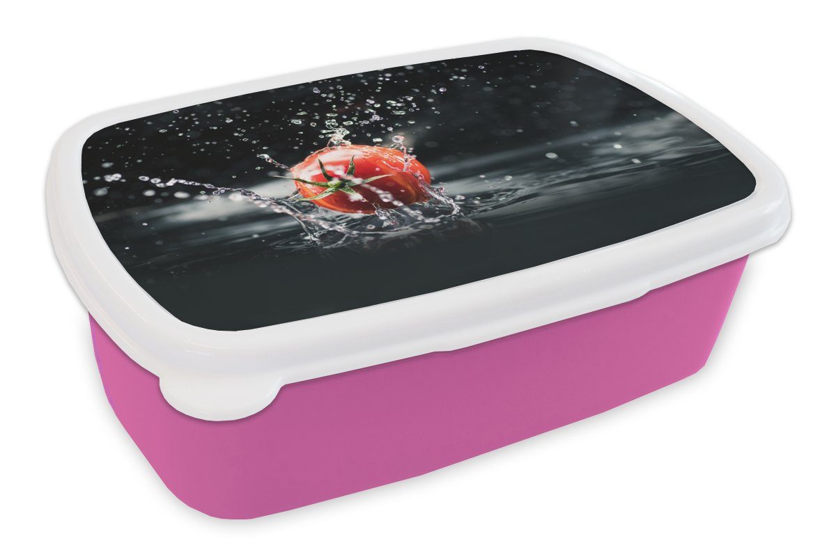 Kunststoff, - rosa Gemüse Snackbox, - - MuchoWow - Tomate Rot, Wasser Kunststoff Mädchen, Kinder, Brotbox Stilleben Brotdose Lunchbox für (2-tlg), Erwachsene,
