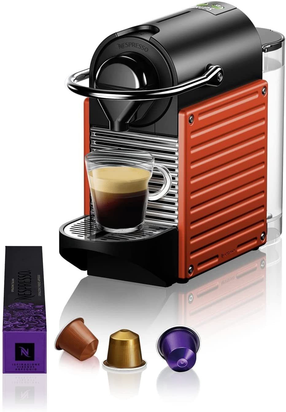 Krups Kapselmaschine Nespresso Pixie Kaffeemaschine Kapselmaschine 19 Bar Rot