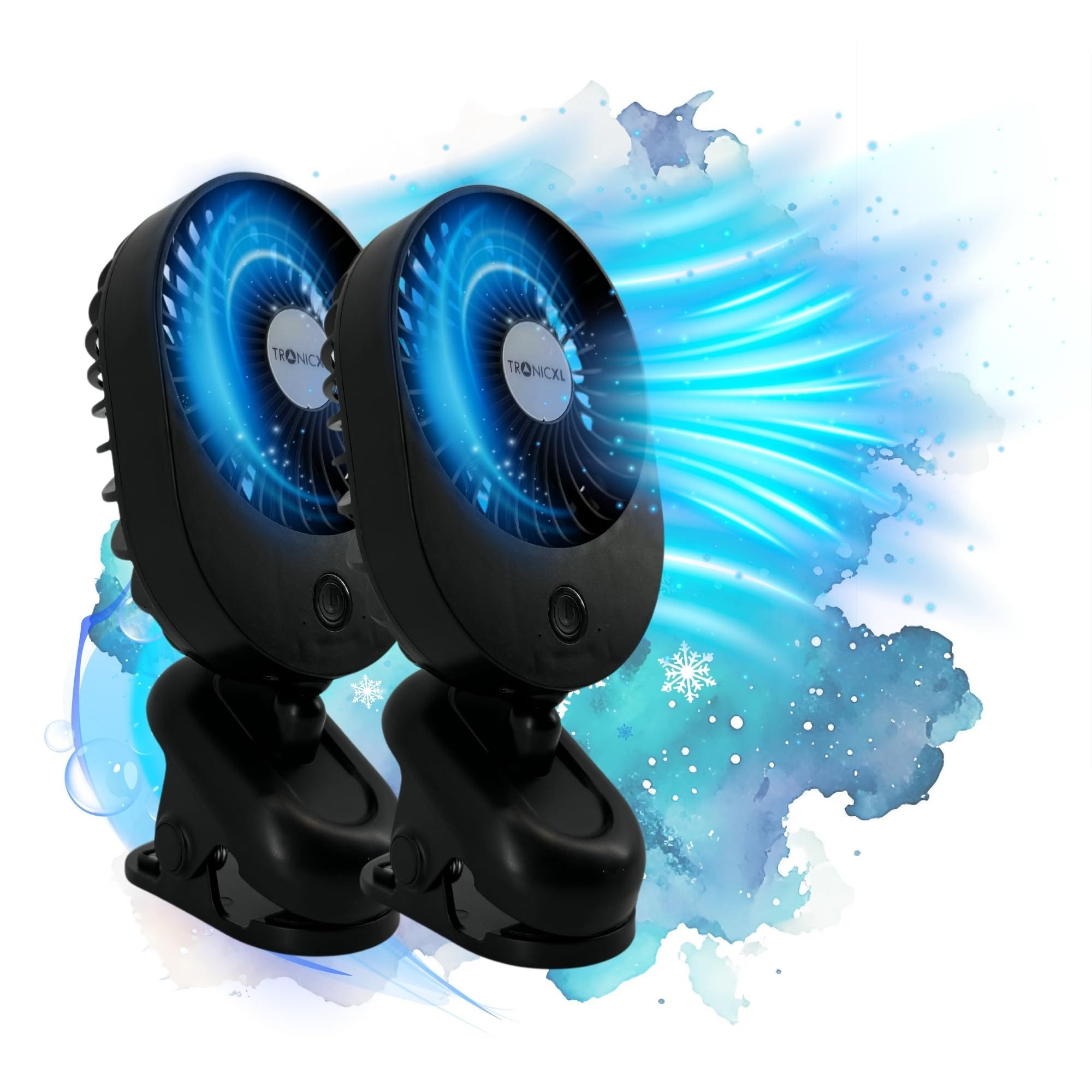 TronicXL Mini USB-Ventilator 2x USB Ventilator mit Clip 3 Stufen Klipp Klemme Mini Lüfter Kabel