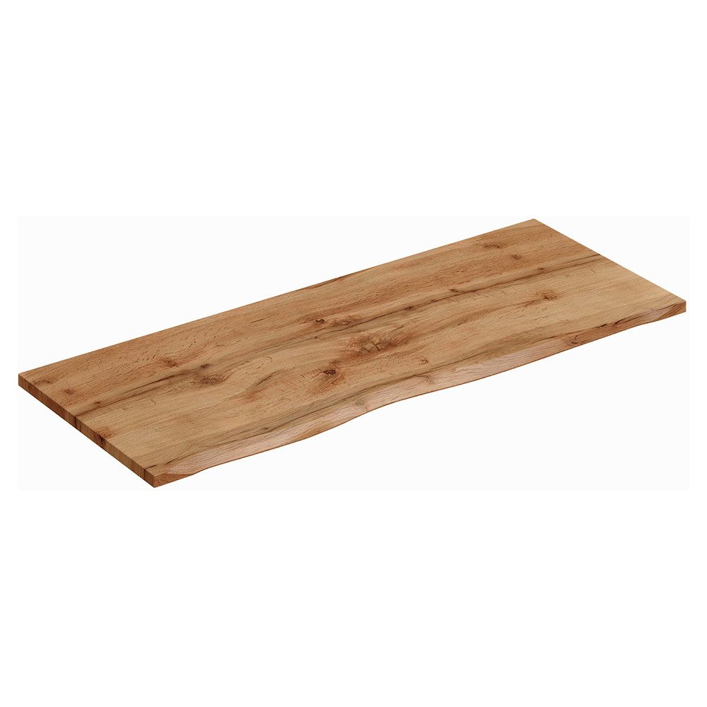 Lomadox Waschtischplatte SOLNA-56-CASHMERE, 120 cm breit in Eiche mit Baumkantenprofil