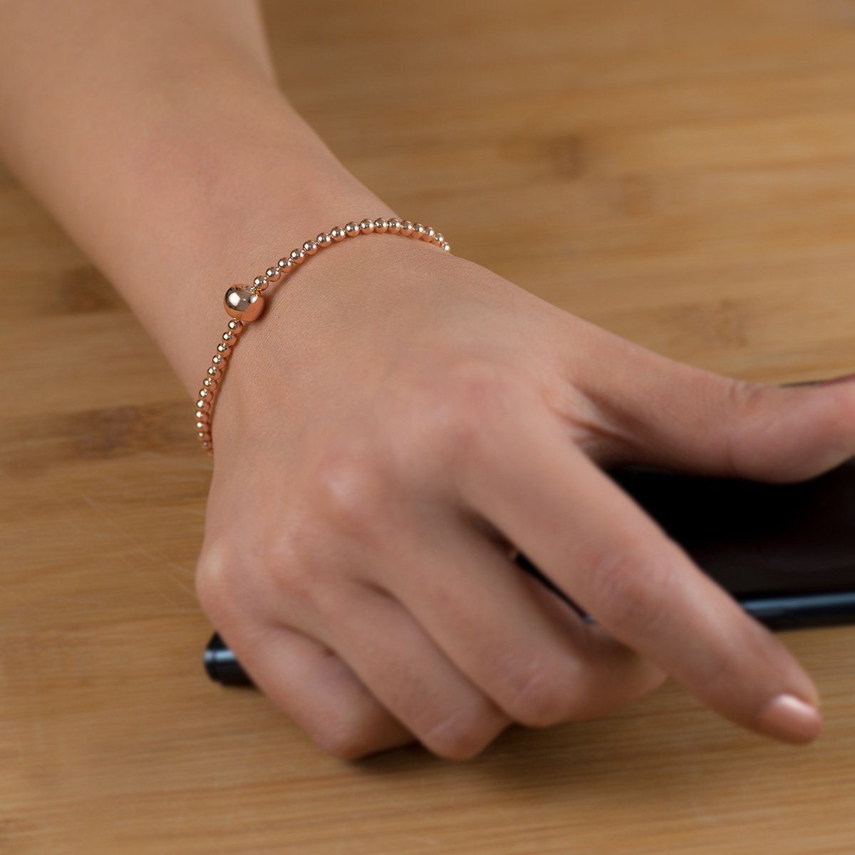 Materia Armband Damen Kugeln Stretcharmband Rosegold SA-38, Sterlingsilber, günstig online kaufen