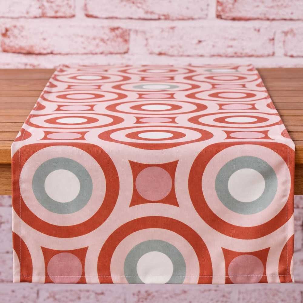 AltoBelli Tischläufer AltoBelli Tischläufer RETRO Kreise Terrakotta & Rosé