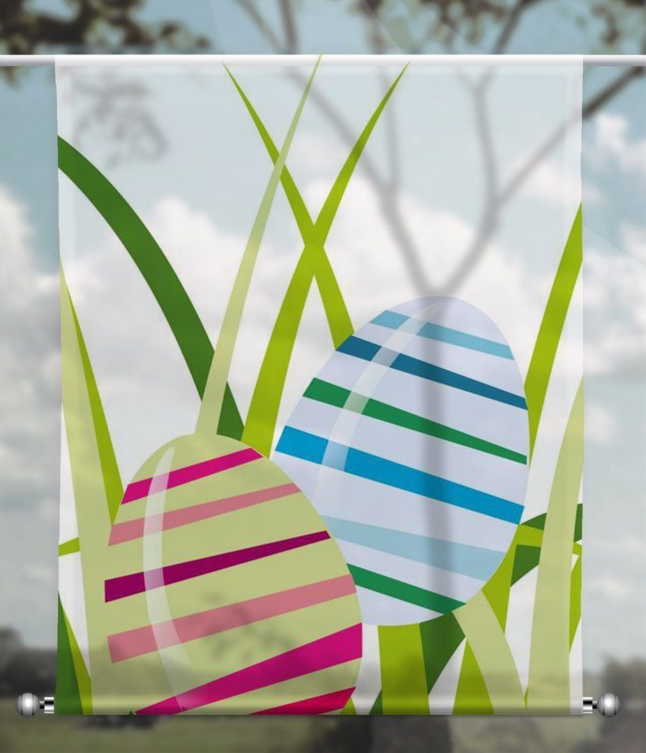 Scheibengardine Scheibenhänger Happy Easter 2 - rechteckig mit Beschwerung, gardinen-for-life