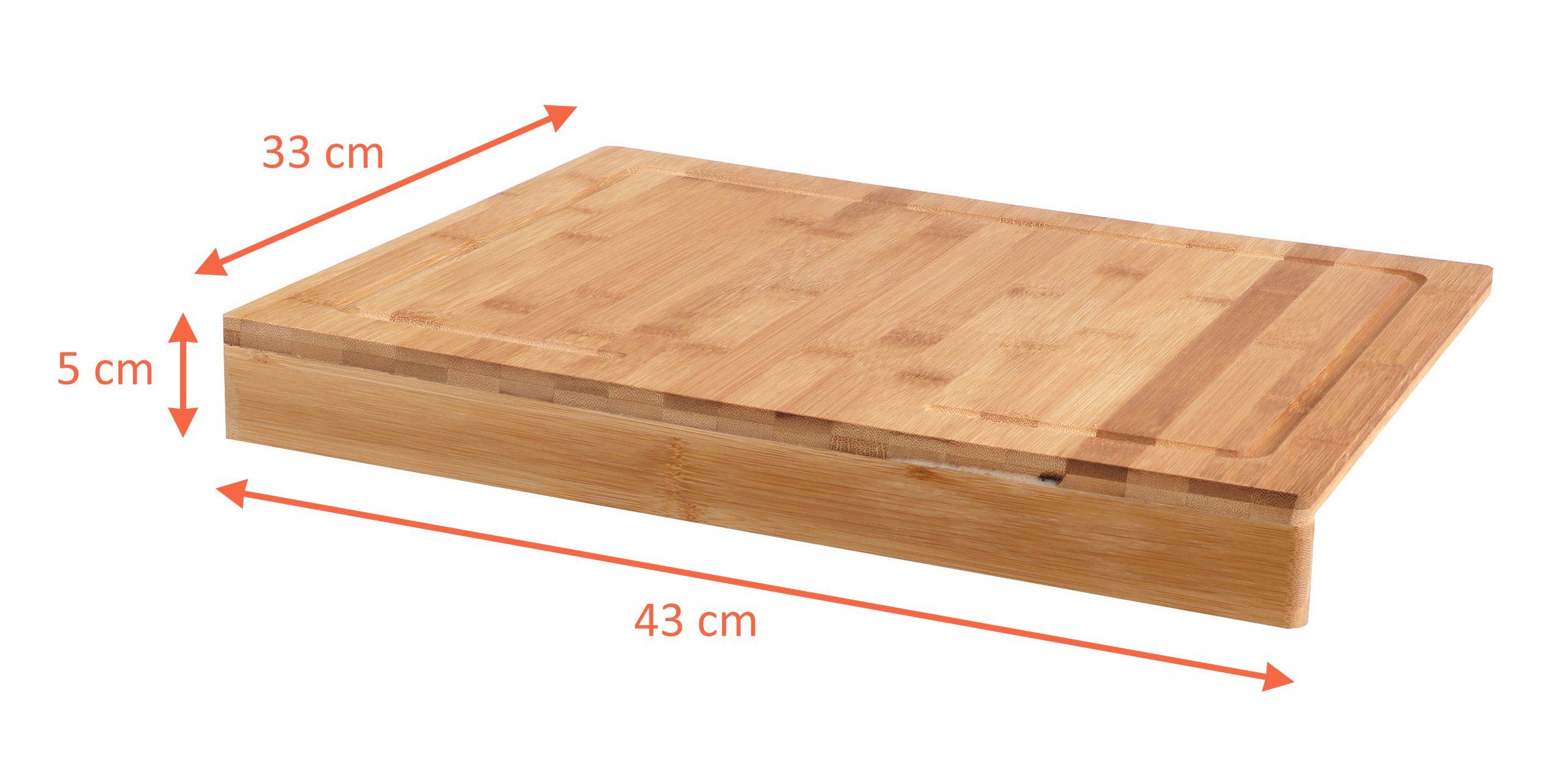Spetebo Schneidebrett Bambus Schneidebrett mit Anschlagkante, Bambus, (Packung, 1-St., mit Saftrille), Holz Küchenbrett lebensmittelecht feuchtigkeitsresistent