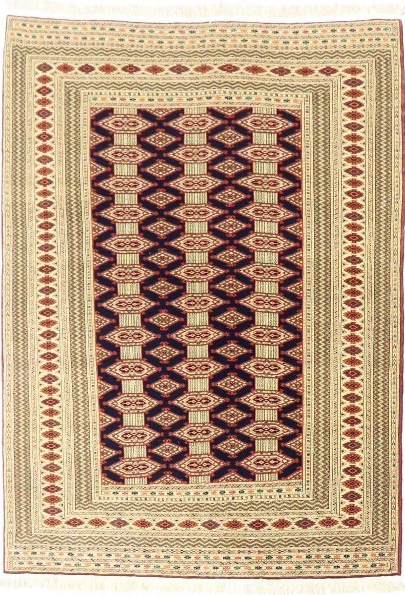 Orientteppich Turkaman Alt Seidenkette 137x181 Handgeknüpfter Orientteppich, Nain Trading, rechteckig, Höhe: 6 mm