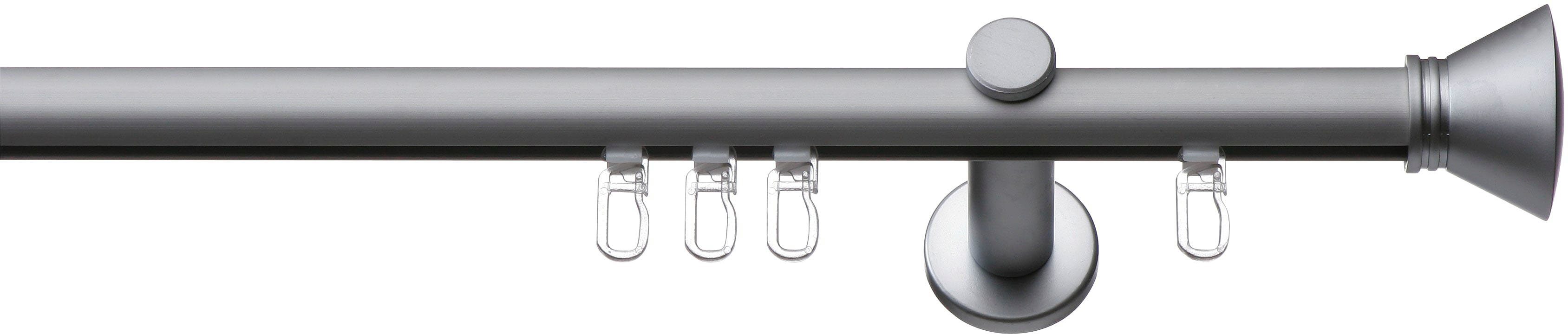 indeko Gardinenstange Ibiza, Ø 16 mm, 1-läufig, Fixmaß, verschraubt, Aluminium, Innenlauf Komplett-Set inkl. Gleitern und Montagematerial