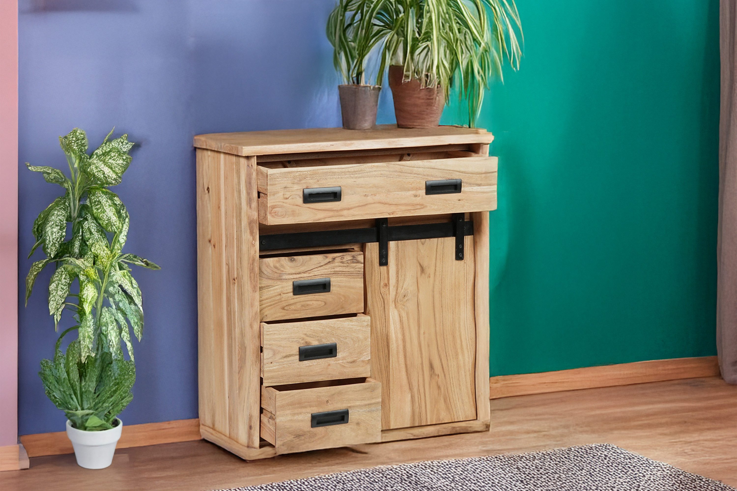 SAM® Sideboard Fritz, Akazienholz, mit Baumkante günstig online kaufen