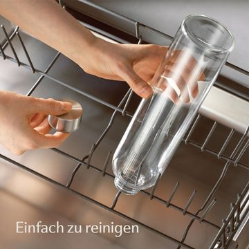 Cosumy Trinkflasche 750ml mit Filzhülle - Robustes Borosilikatglas - Auslaufsicher, Anthrazit - BPA-freie Wasserflasche - für Kohlensäure geeignet