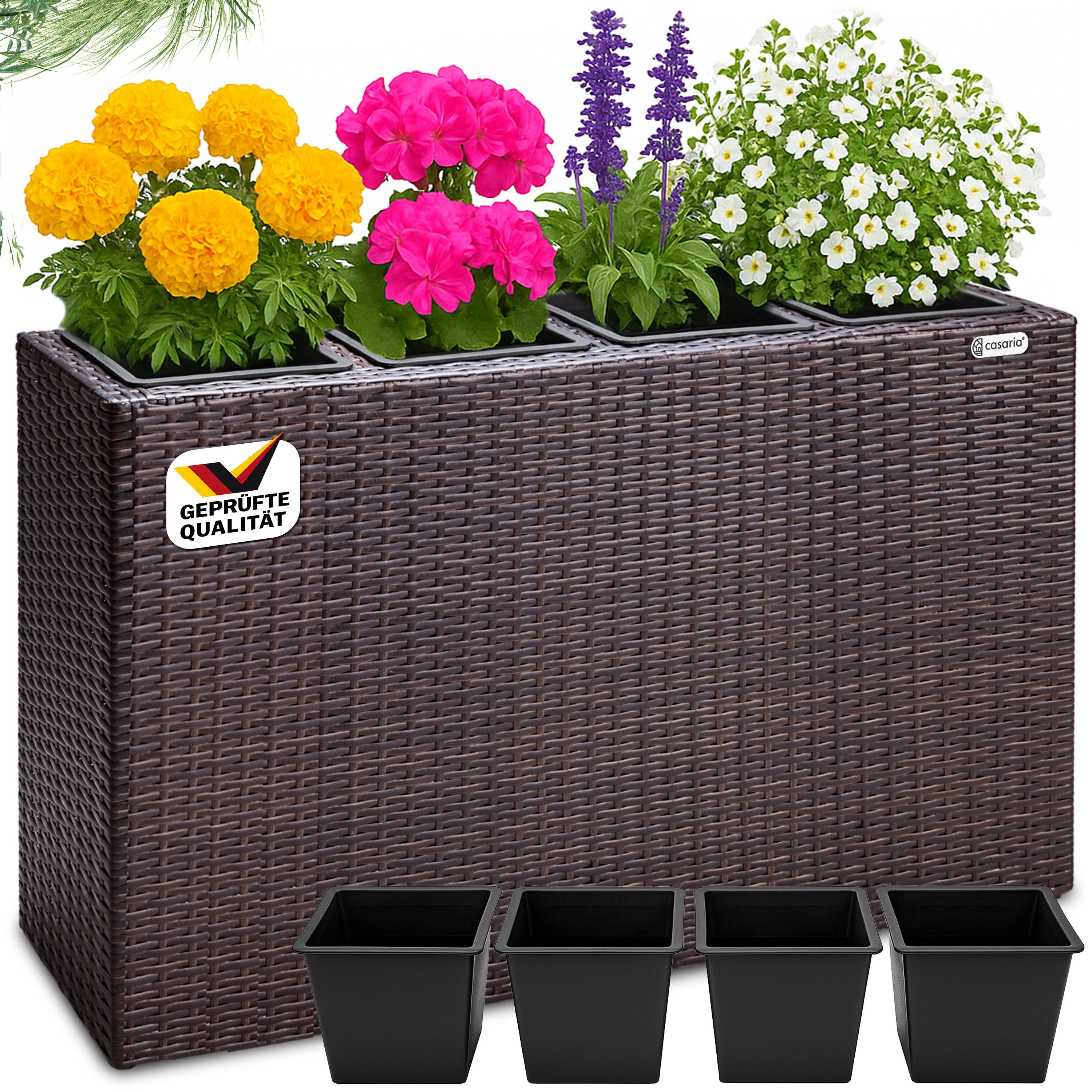 Casaria Pflanzkübel, 4 Innentöpfe Herausnehmbar Polyrattan günstig online kaufen