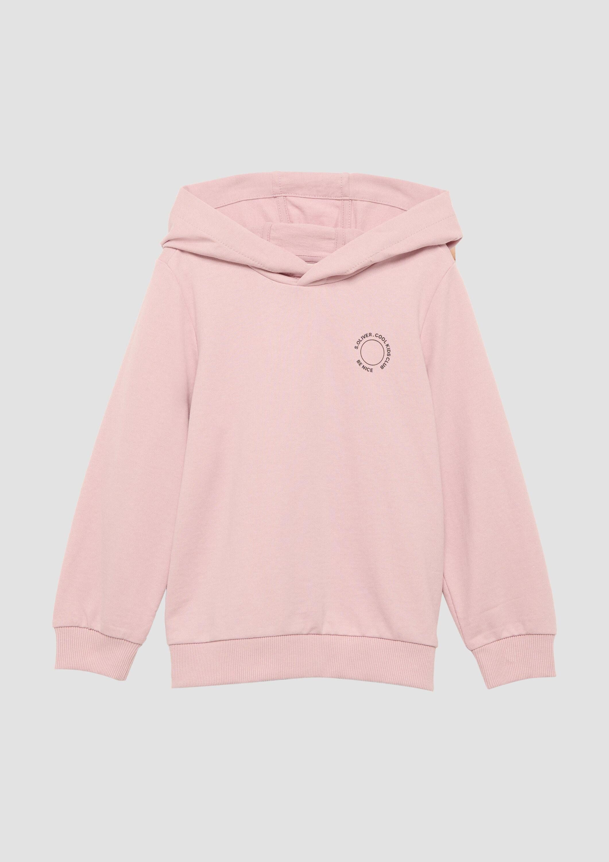 s.Oliver Sweatshirt Sweatshirt Unisex Kapuzen-Sweatshirt mit Rippbündchen und kleinem Print-Detail