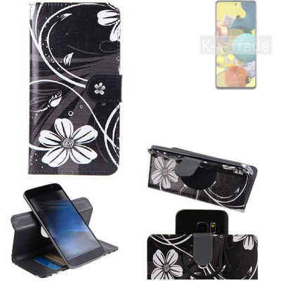 K-S-Trade Handyhülle für Samsung Galaxy A51 5G, Schutzhülle Handyhülle Hülle 360° Wallet Case ''Flowers''