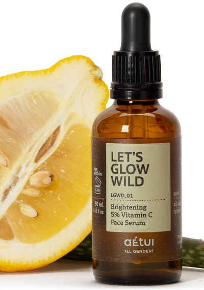 aétui Gesichtsserum mit 5% Vitamin C "Let's Glow Wild", für strahlende Haut, gegen Unreinheiten, alle Hauttypen, 50 ml