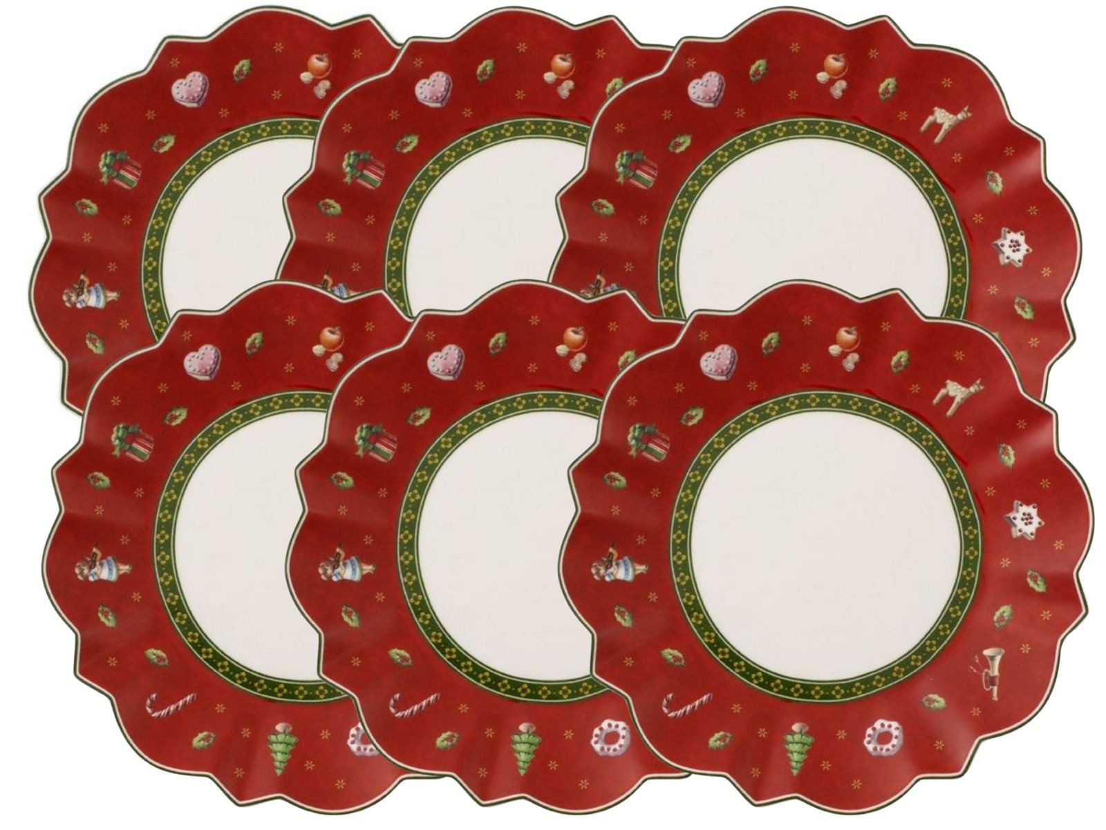 Villeroy & Boch Teller-Set Toy's Delight Brotteller rot 17 cm Set6, Premium Porcelain