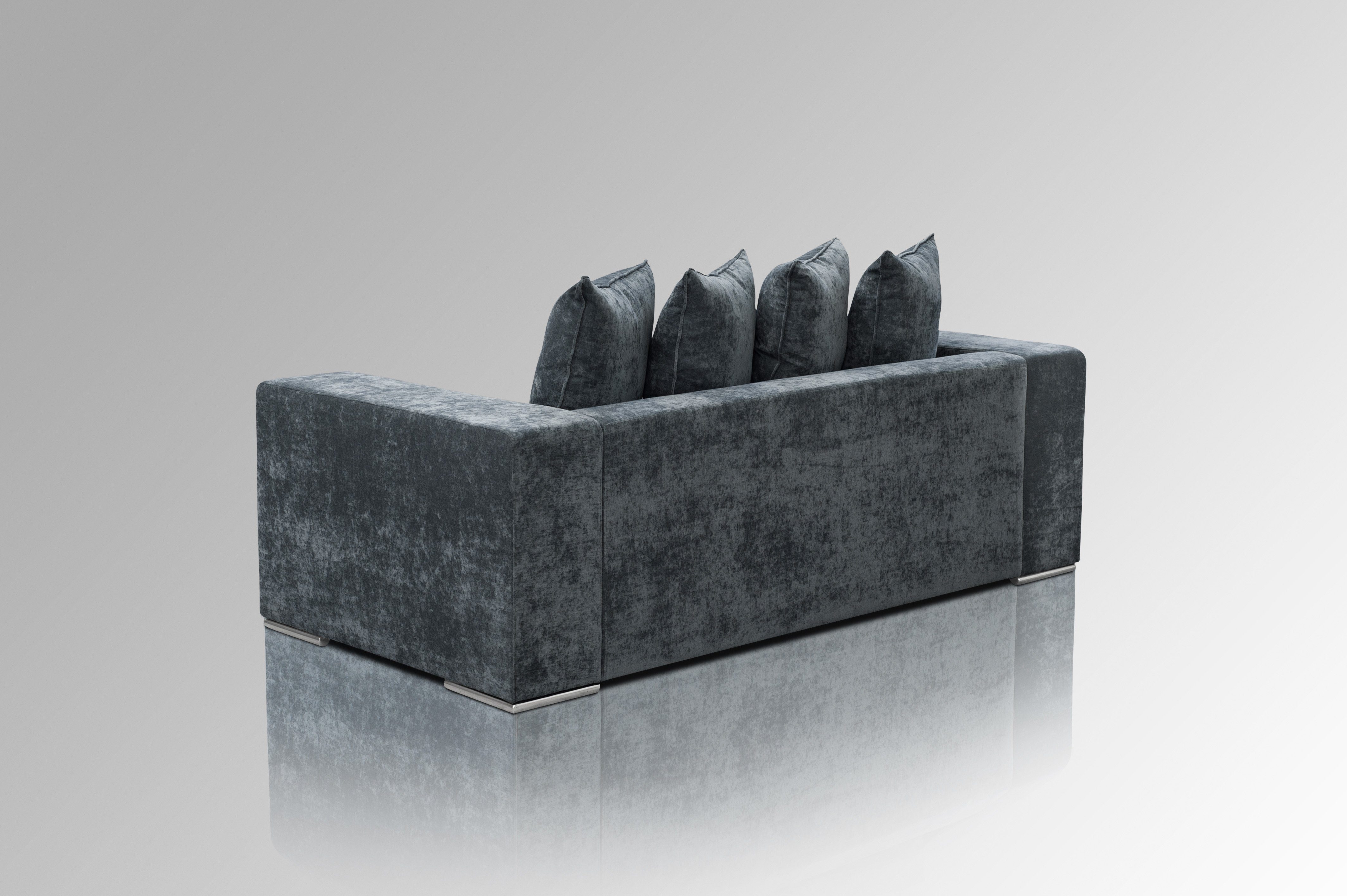 AMARIS Elements Sofa Samt Blau Stoff-Bezug Couch 4 gemütlich 'George' od. Sitzer 2m, Größen 2 (Samt)