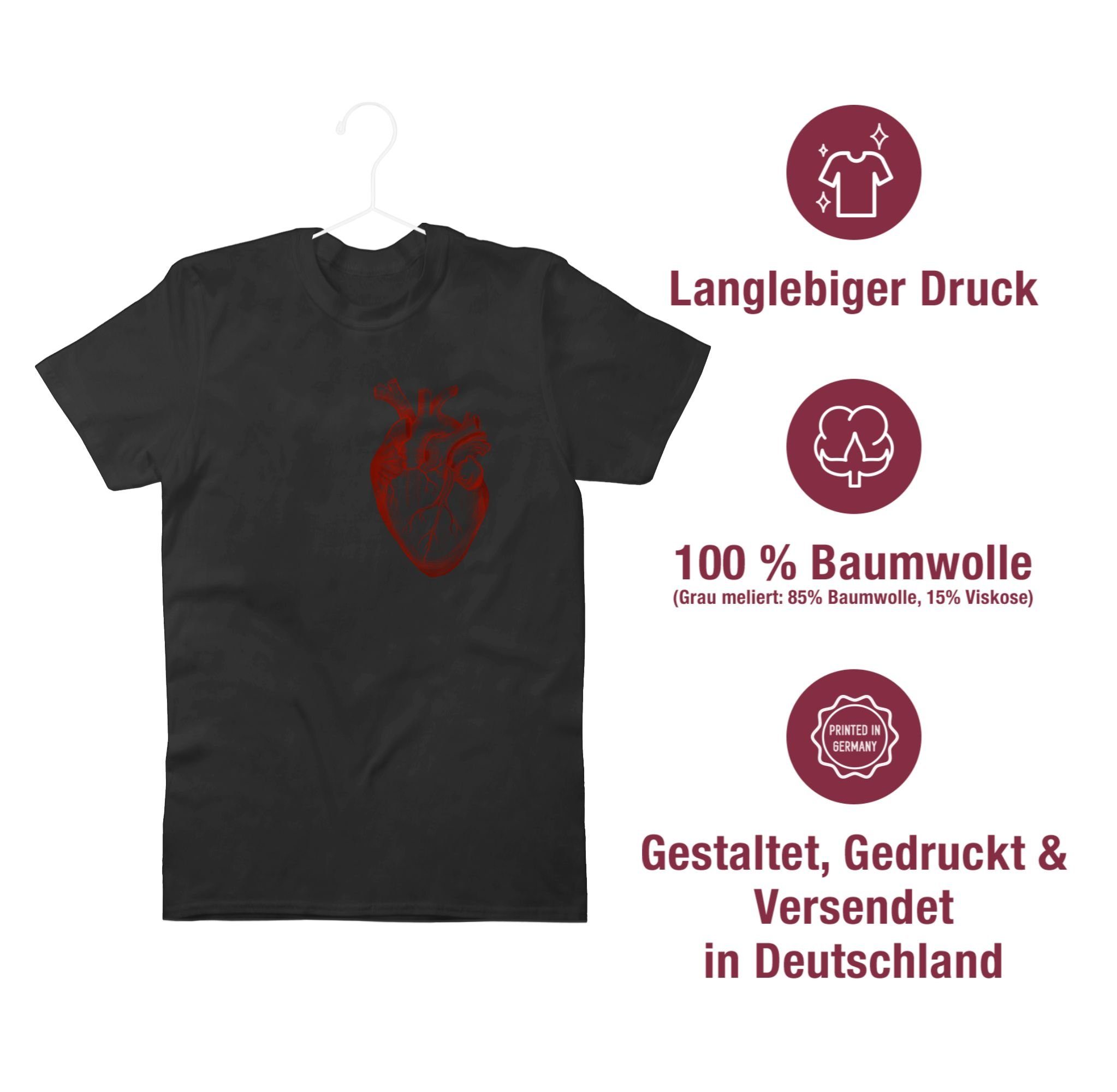 Shirtracer Nerd T-Shirt Geschenke Herz 02 Anatomie Schwarz