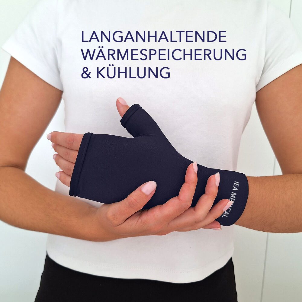 IEA Medical Kalt-Warm-Kompresse Kühlhandschuh, Eishandschuh, onkologische Kühlhandschuhe, 1-tlg., 360° Kühlung, elastisch, Gelpacks, wiederverwendbar, flexible Passform