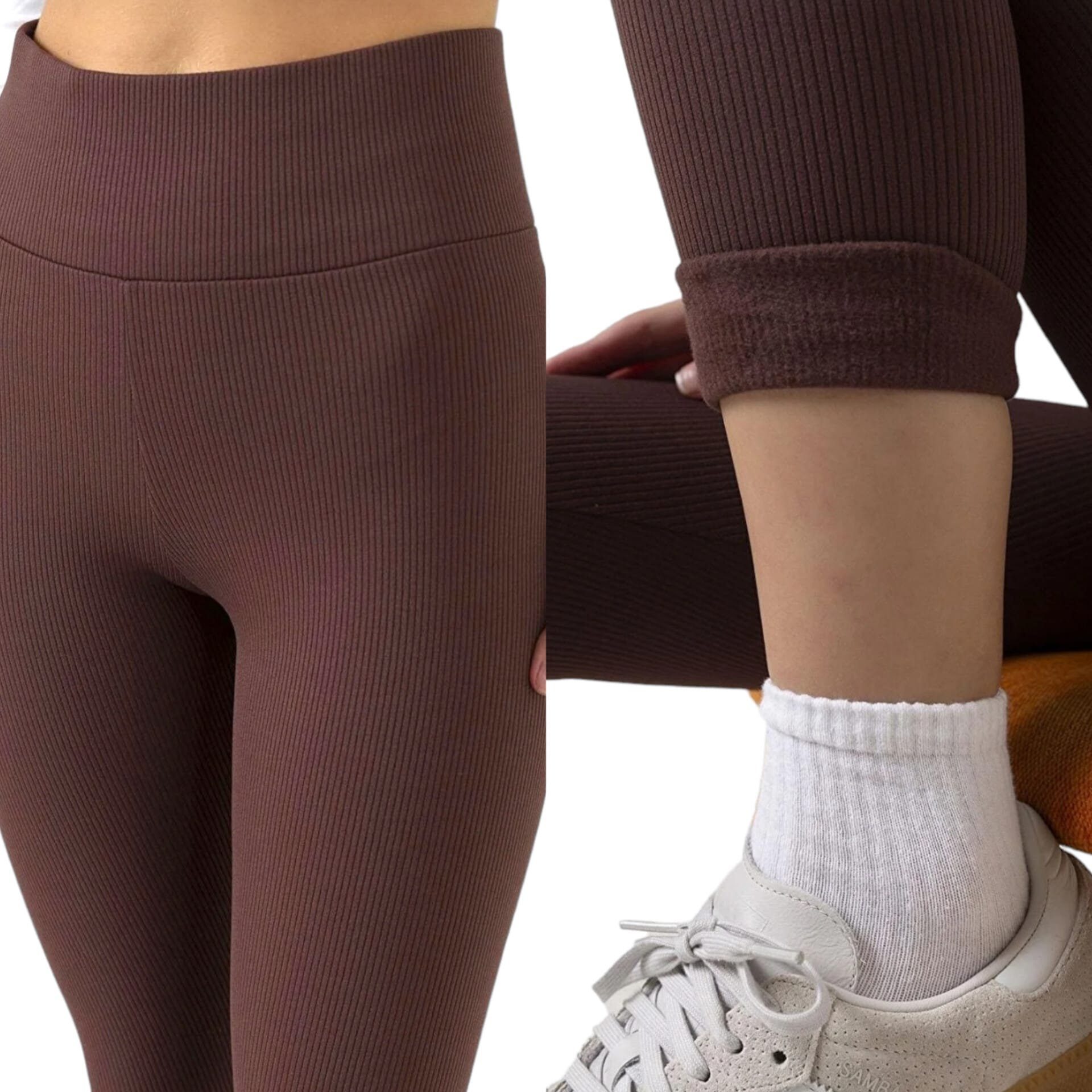 fashionshowcase Highwaist Leggings gerippte Damen Leggins hoher Bund - Yoga Hose eng anliegend