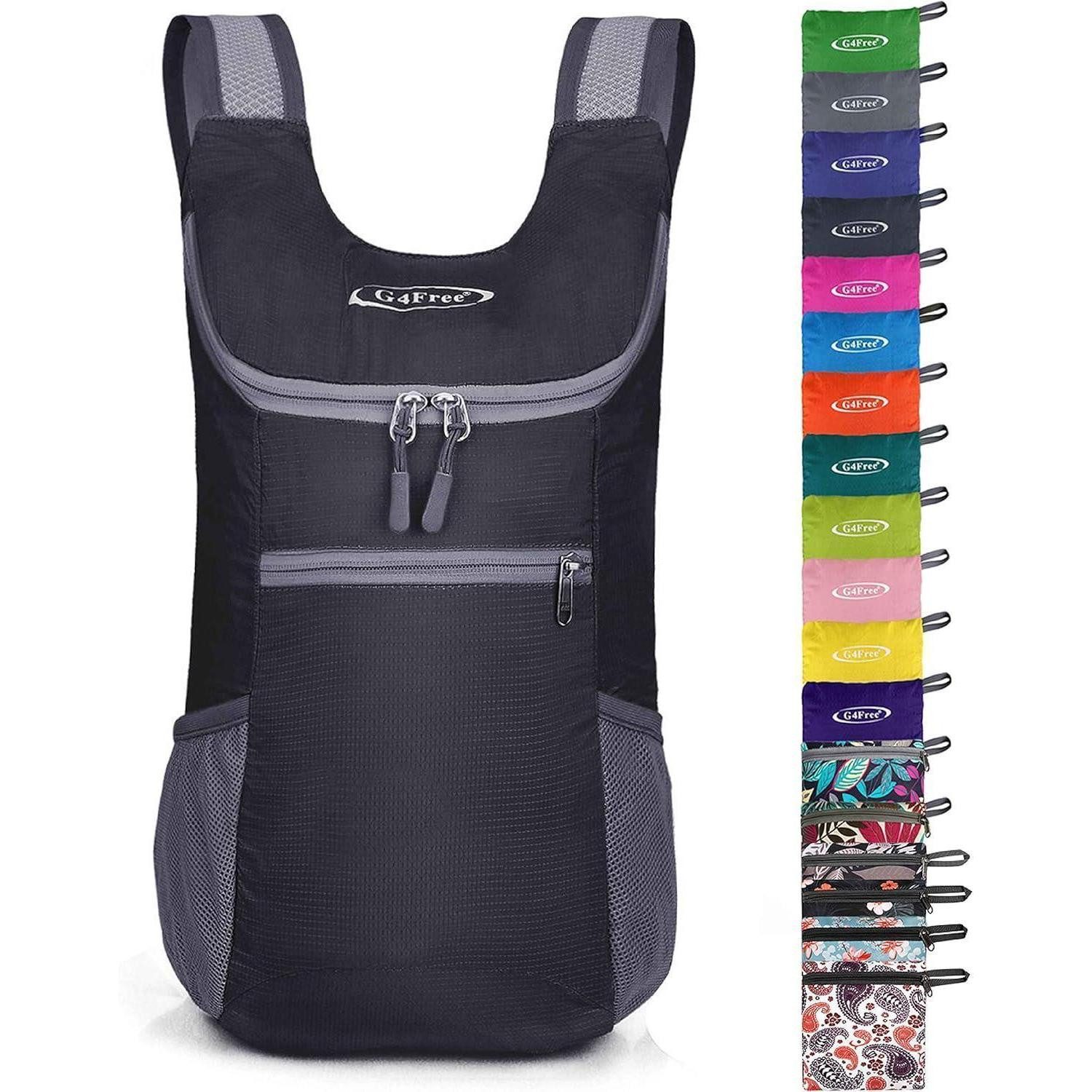LuxusKollektion Tagesrucksack Rucksack 11l faltbar ultraleicht Reisen Wandern Radfahren Schwarz