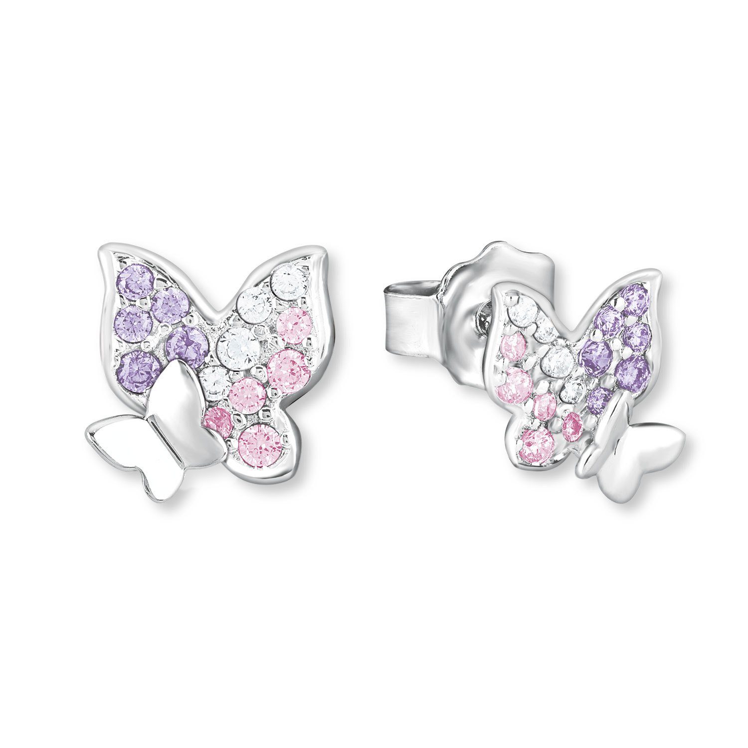 Lillifee Sterling mit 925 Zirkonia Silber, Ohrstecker-Set für Schmetterling Silber 925 Mädchen, Sterling Schmetterlings-Motiv aus (2-tlg), synth., Prinzessin Ohrringe