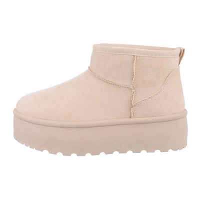 Ital-Design Damen Snowboots Freizeit Snowboots Flach Plateaustiefeletten in Beige