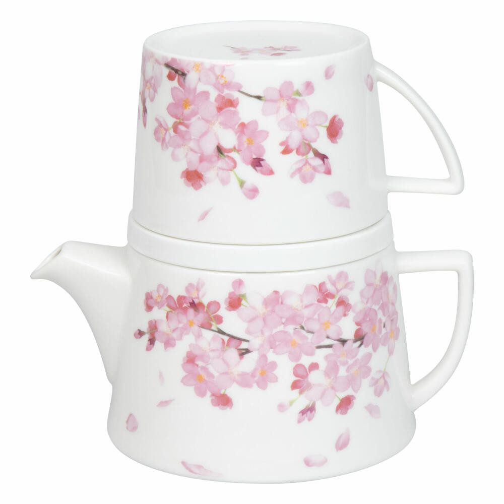 Könitz Teekanne Tea for me - Kirschblüten, 650 ml, (Set, 3-St), mit Becher und Deckel