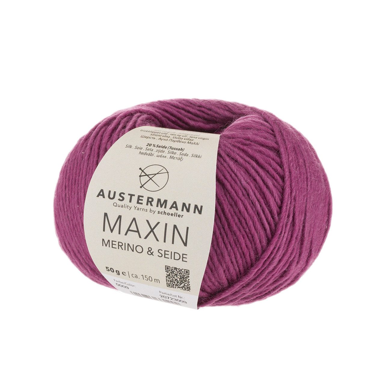 Austermann Maxin Merino & Seide Häkelwolle, 150 m, weicher luxeriöser Griff