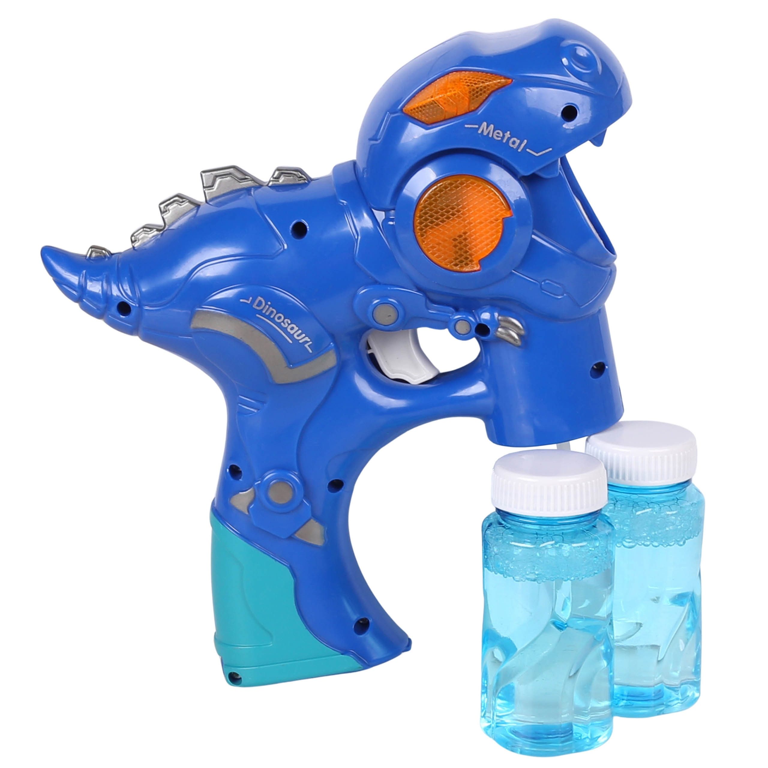 Sarcia.eu Seifenblasenpistole Dinosaurier Seifenblasenpistole mit LED,Sound +2 Nachfüllflaschen BLAU