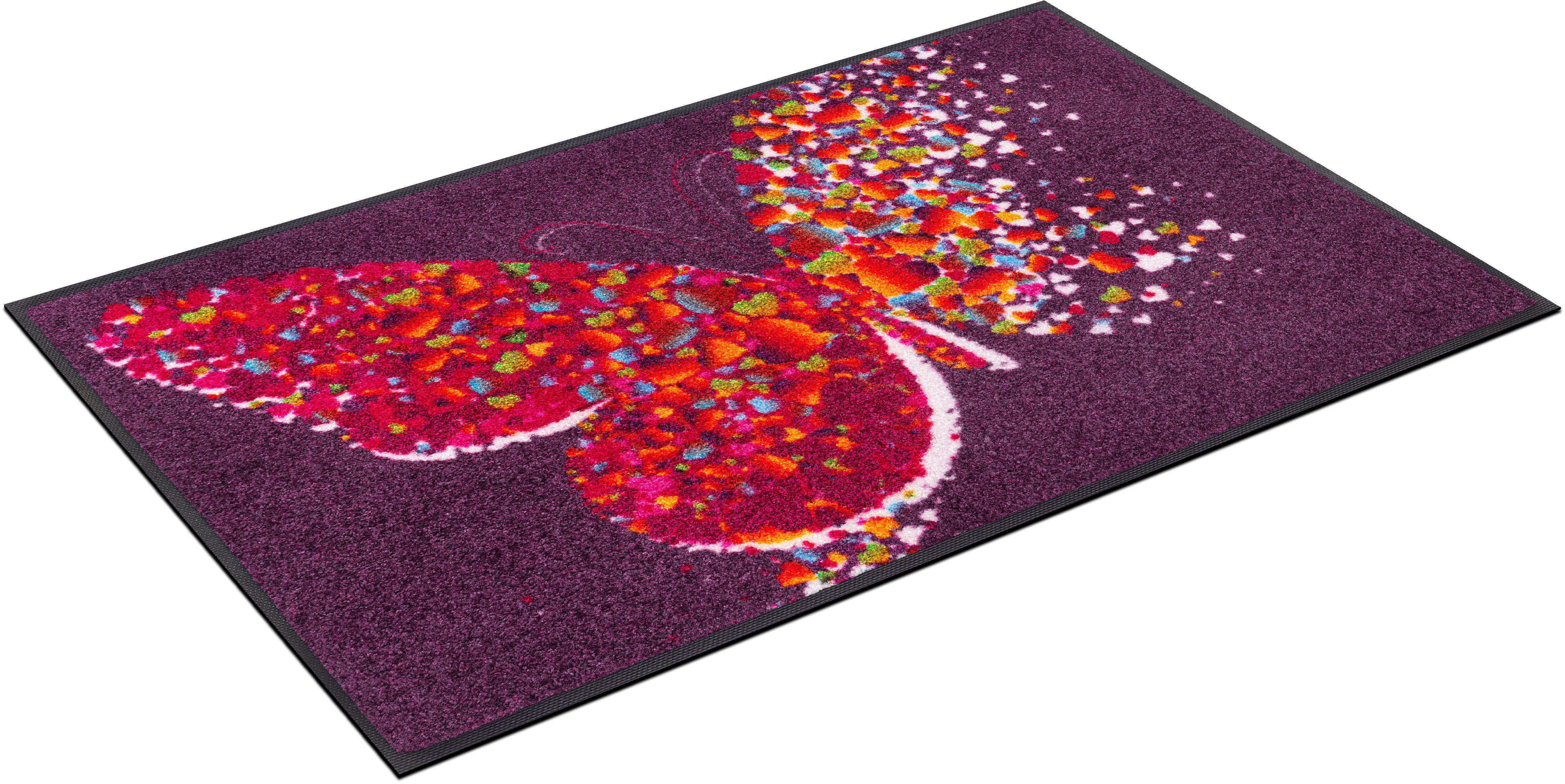 Fußmatte Papallona, wash+dry by Kleen-Tex, rechteckig, Höhe: 7 mm, Schmutzfangmatte, Motiv Schmetterling, rutschhemmend, waschbar | Fußmatten