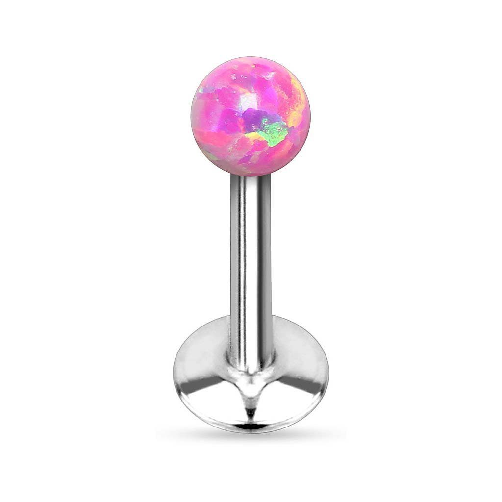 Lippenpiercing Stecker Monroe mit Lippenpiercing Taffstyle mit Kugel, Kugel Opal Piercing-Set Pink Monroe Stecker Opal