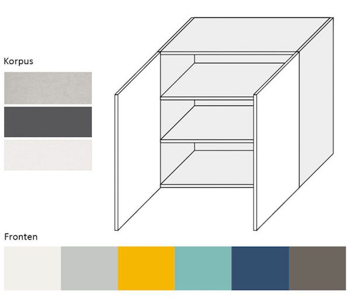 2-türig Korpusfarbe Feldmann-Wohnen (Napoli) Klapphängeschrank RAL und Front- 80cm wählbar violettblau grifflos 5000 Napoli Hochglanz