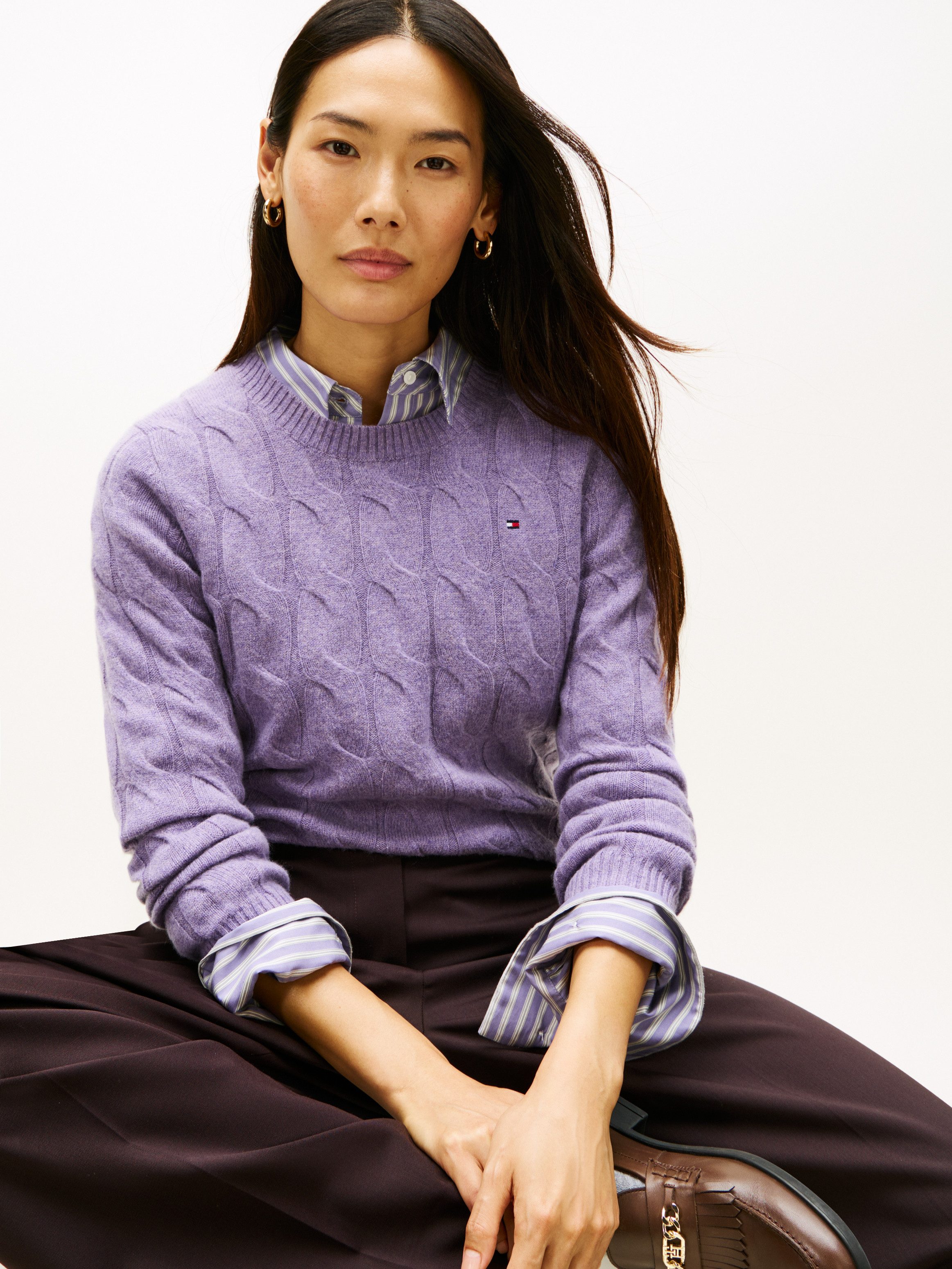 Tommy Hilfiger Strickpullover SOFT WOOL CABLE C-NK mit Zopfmuster, aus rein günstig online kaufen