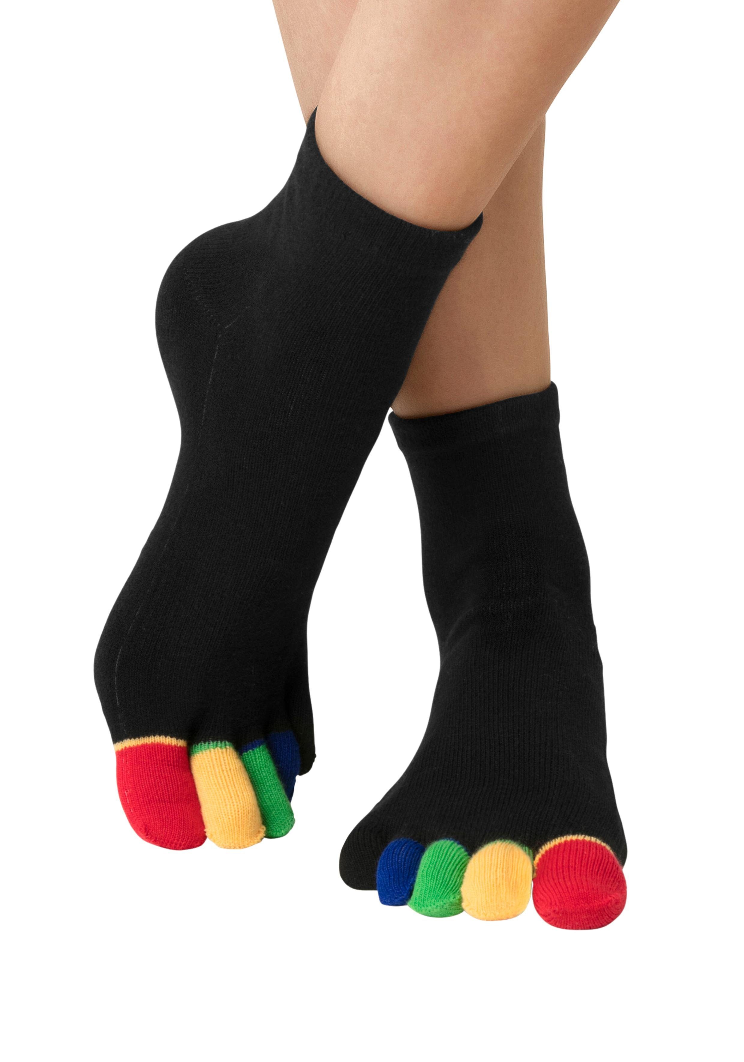 H.I.S Zehensocken Fünf Finger Socken, Zehenspalt Design, Geeignet für den Alltag (Packung, 1-Paar) im Streifenmuster weich und atmungsaktive Baumwolle