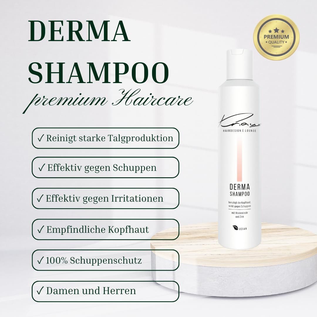 Knaus Hairdesign Haarshampoo DERMA Shampoo Mildes Anti-Schuppen Shampoo mit Salicylsäure und Zink, Mild Shampoo