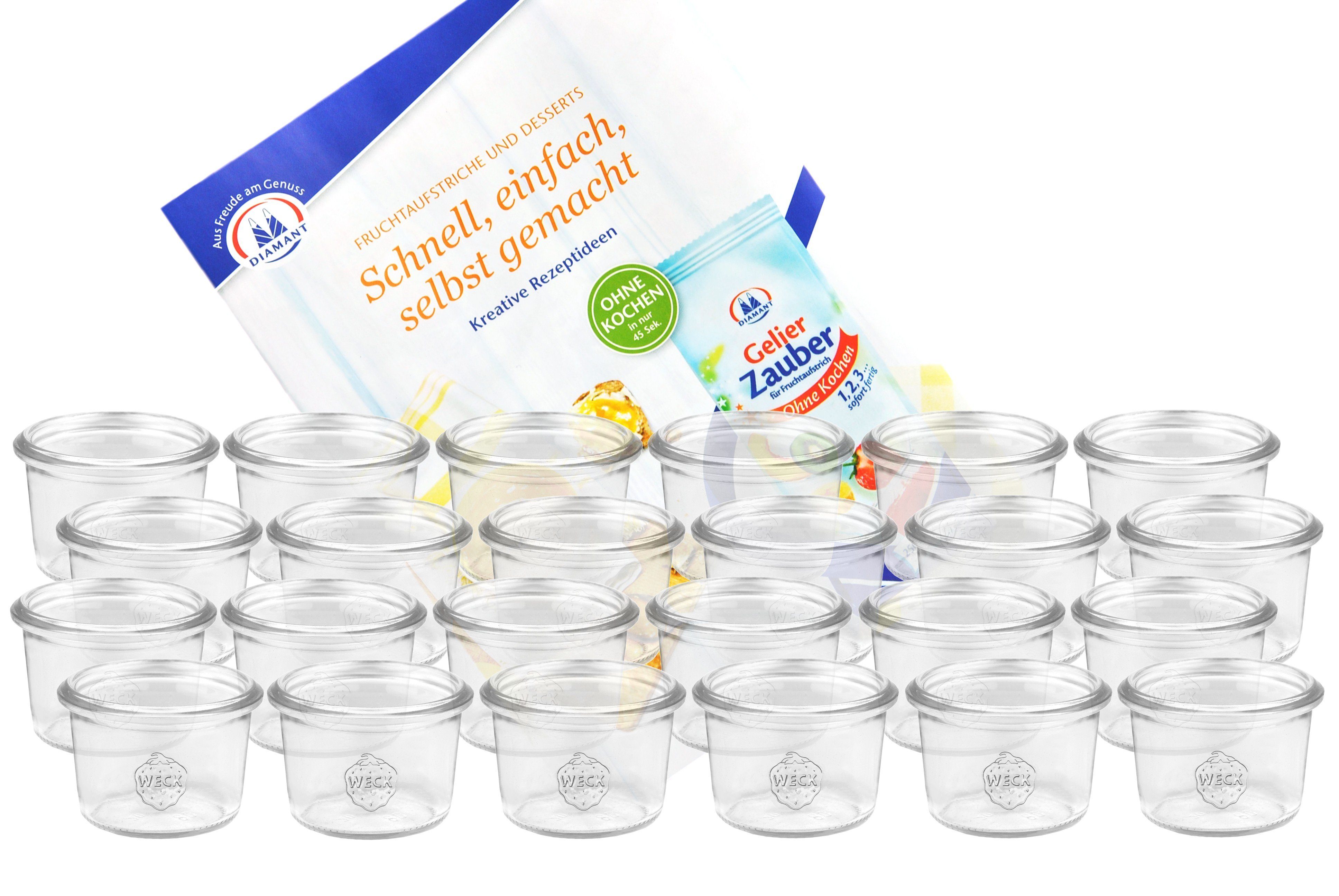 MamboCat Einmachglas 24er Set Weck Glas 80ml Sturzgläser Rezeptheft, Gelierzauber Gläser inkl