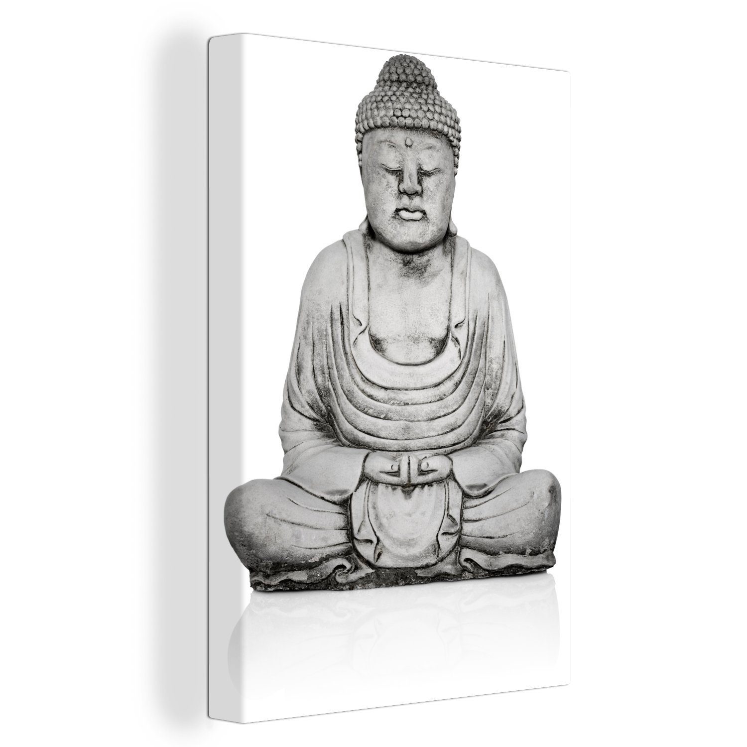 OneMillionCanvasses® Leinwandbild Steinstatue von Buddha, fertig 20x30 Gemälde, Zackenaufhänger, Leinwandbild (1 St), cm inkl. bespannt