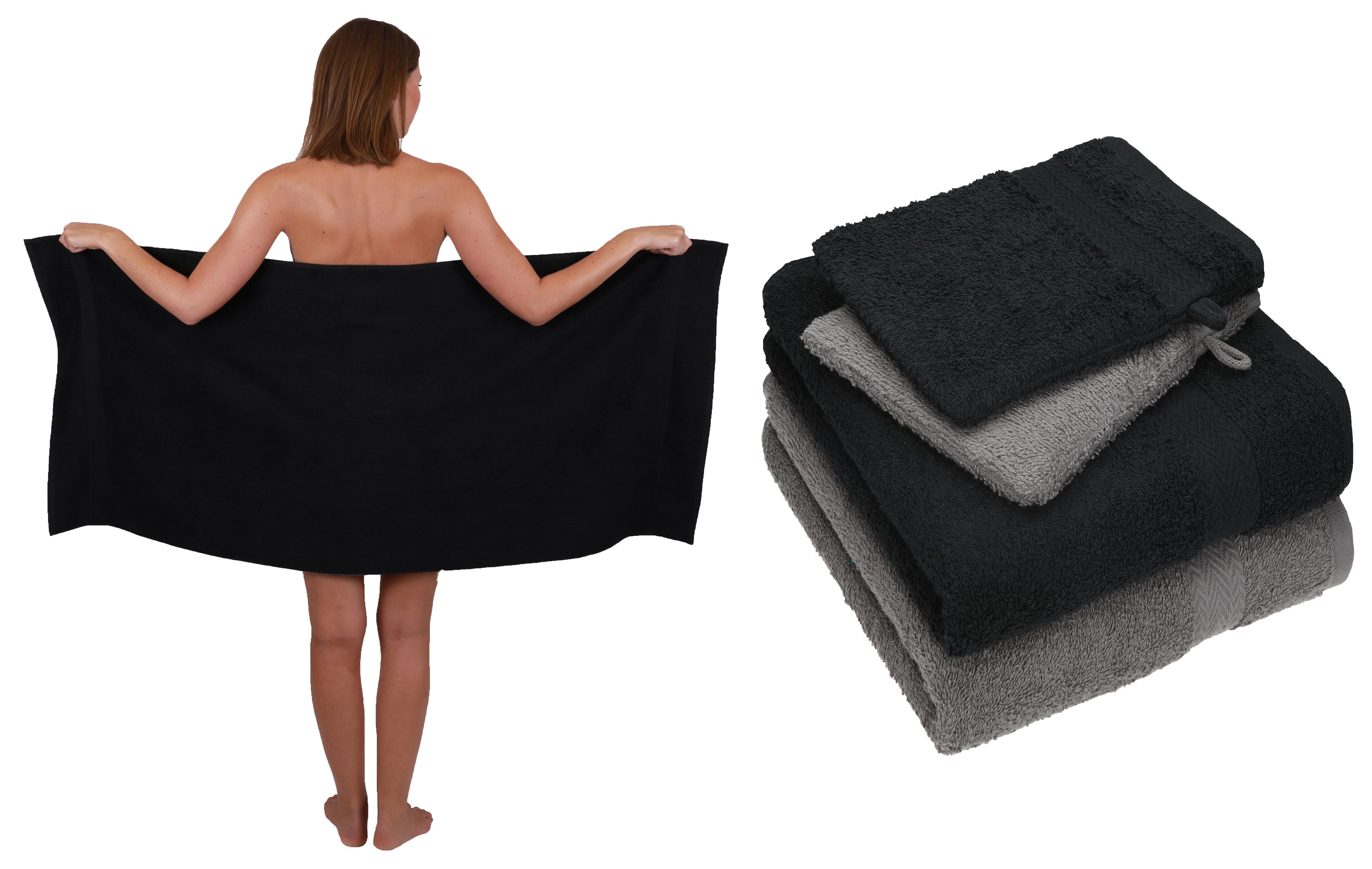 Betz Handtuch Set Betz 5 TLG. Handtuch Set Single Pack 100% Baumwolle 1 Duschtuch 2 Handtücher 2 Waschhandschuhe, Baumwolle, (5-tlg) schwarz