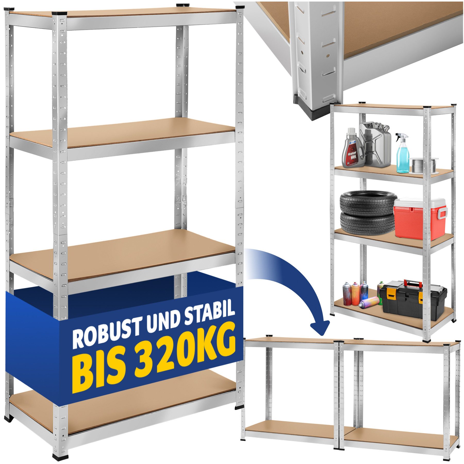 tectake Schwerlastregal, Komplett-Set, Stabil günstig online kaufen