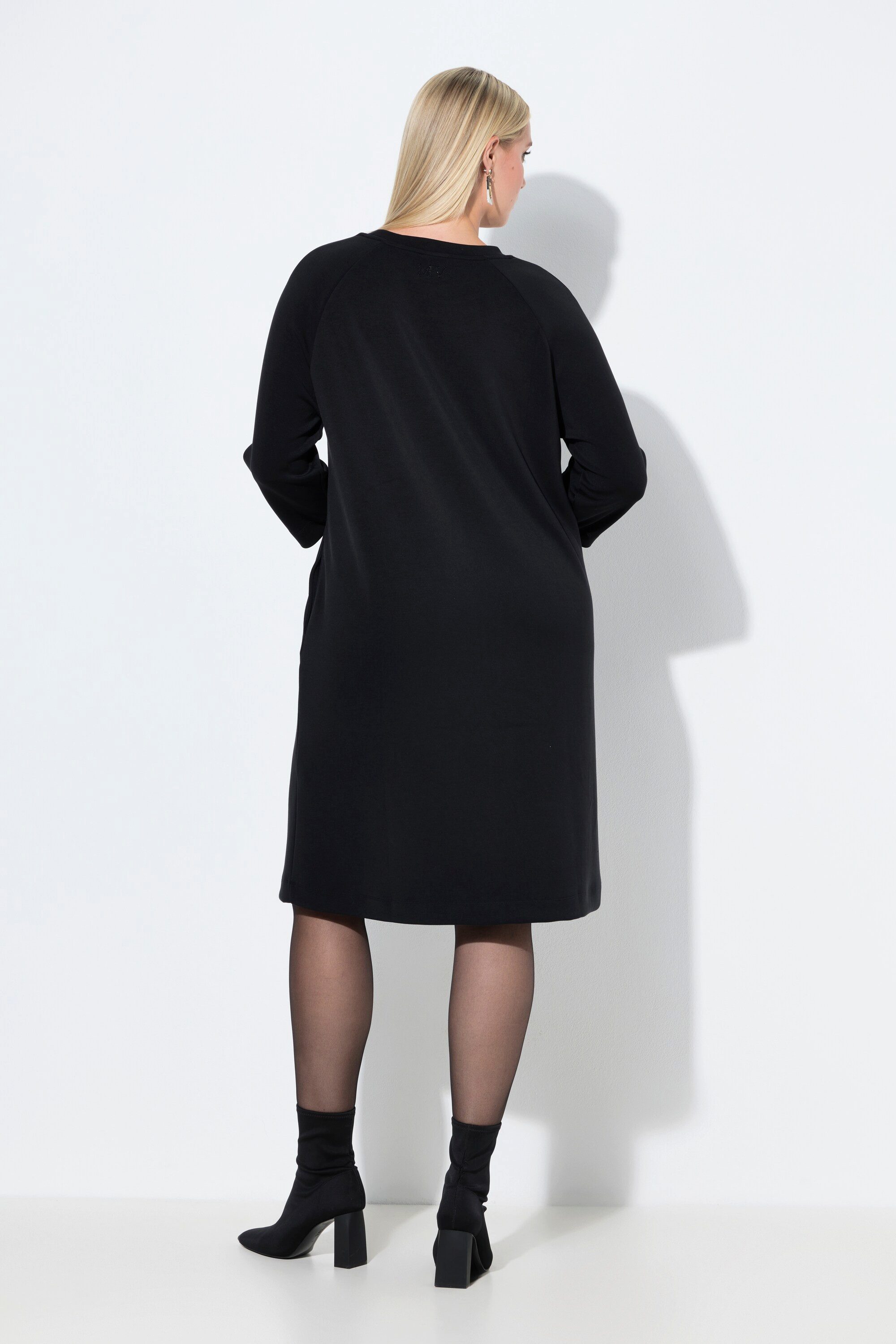 Ulla Popken Minikleid Sweatkleid A-Linie Rundhals 3/4-Arm Modalmix – Bild 3 von 4