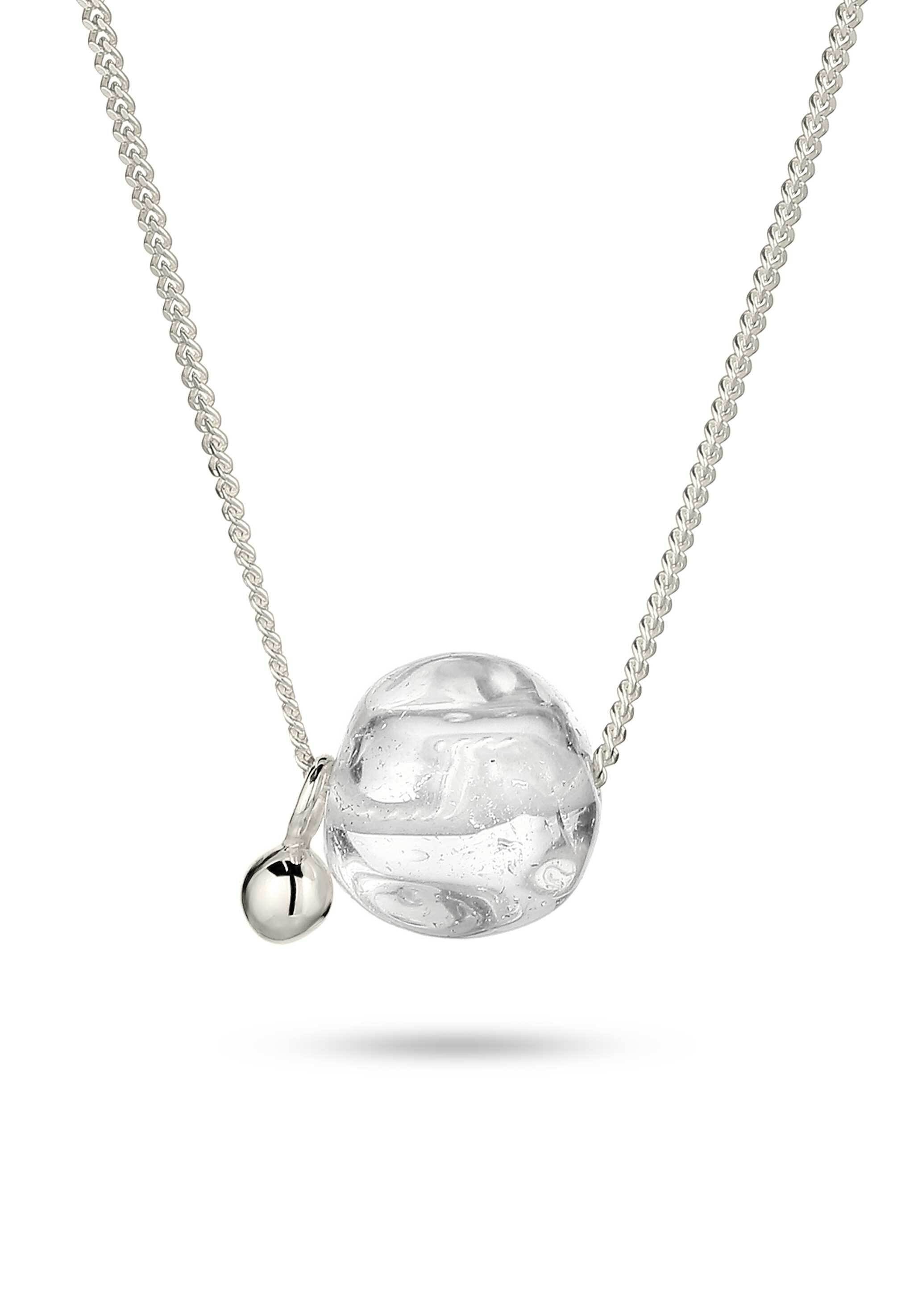 Elli Kette mit Anhänger Rock Crystal Rund Transparent 925 Sterling Silber