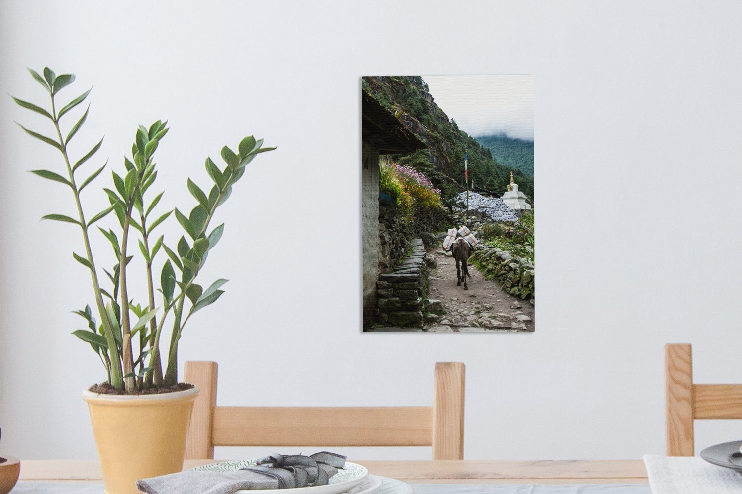 Everest Leinwandbild Leinwandbild 20x30 Nepal OneMillionCanvasses® Fotoabzug, Basislager inkl. cm Zackenaufhänger, fertig (1 bespannt St), Gemälde,