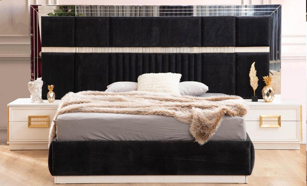 Bett Schlafzimmer (Bett), Möbel Holzgestell in JVmoebel Made Schwarzes Designer Modernes Europe Doppelbett