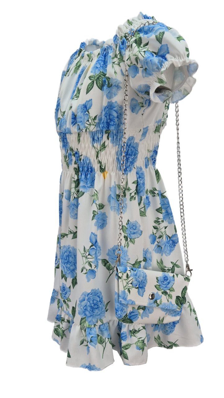 Girls Fashion Sommerkleid Kleid Sommerkleid mit Tasche, K9571e