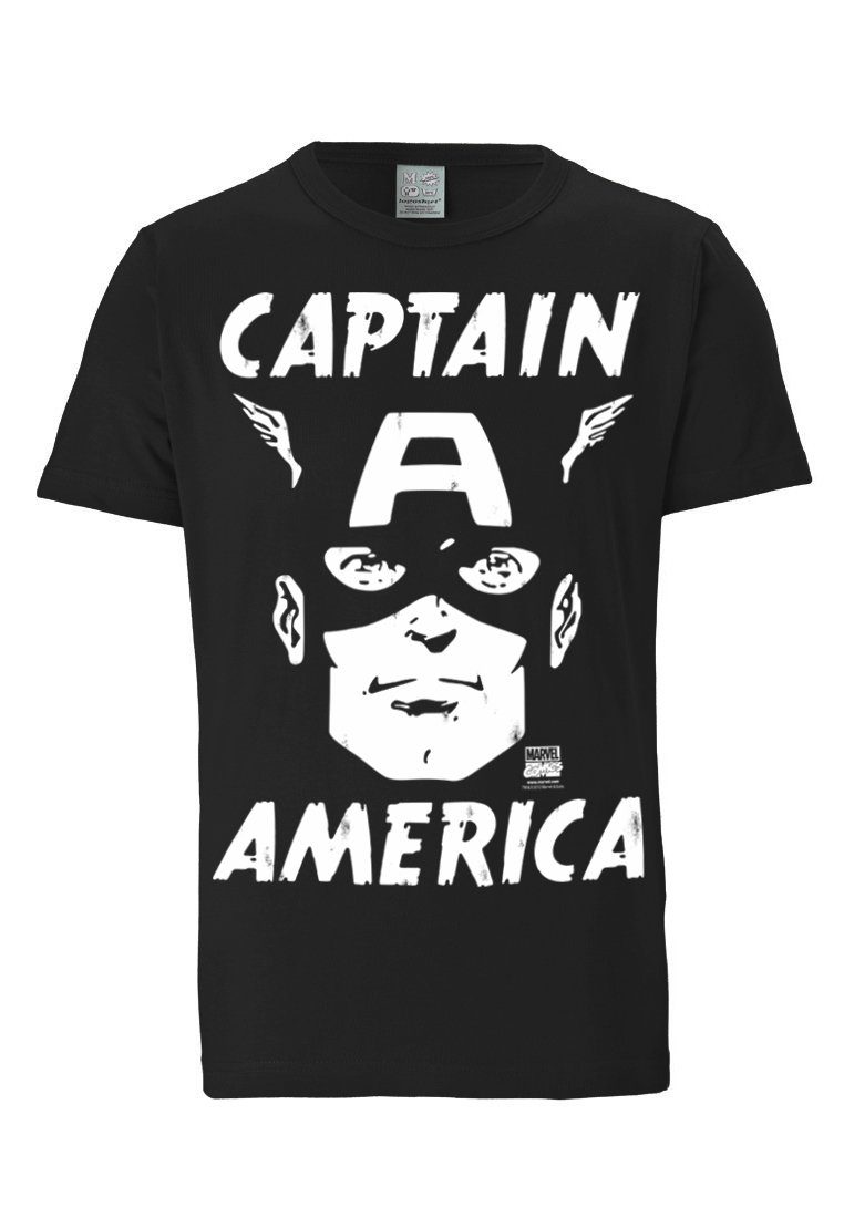 Marvel America coolem T-Shirt Frontprint mit - LOGOSHIRT Captain