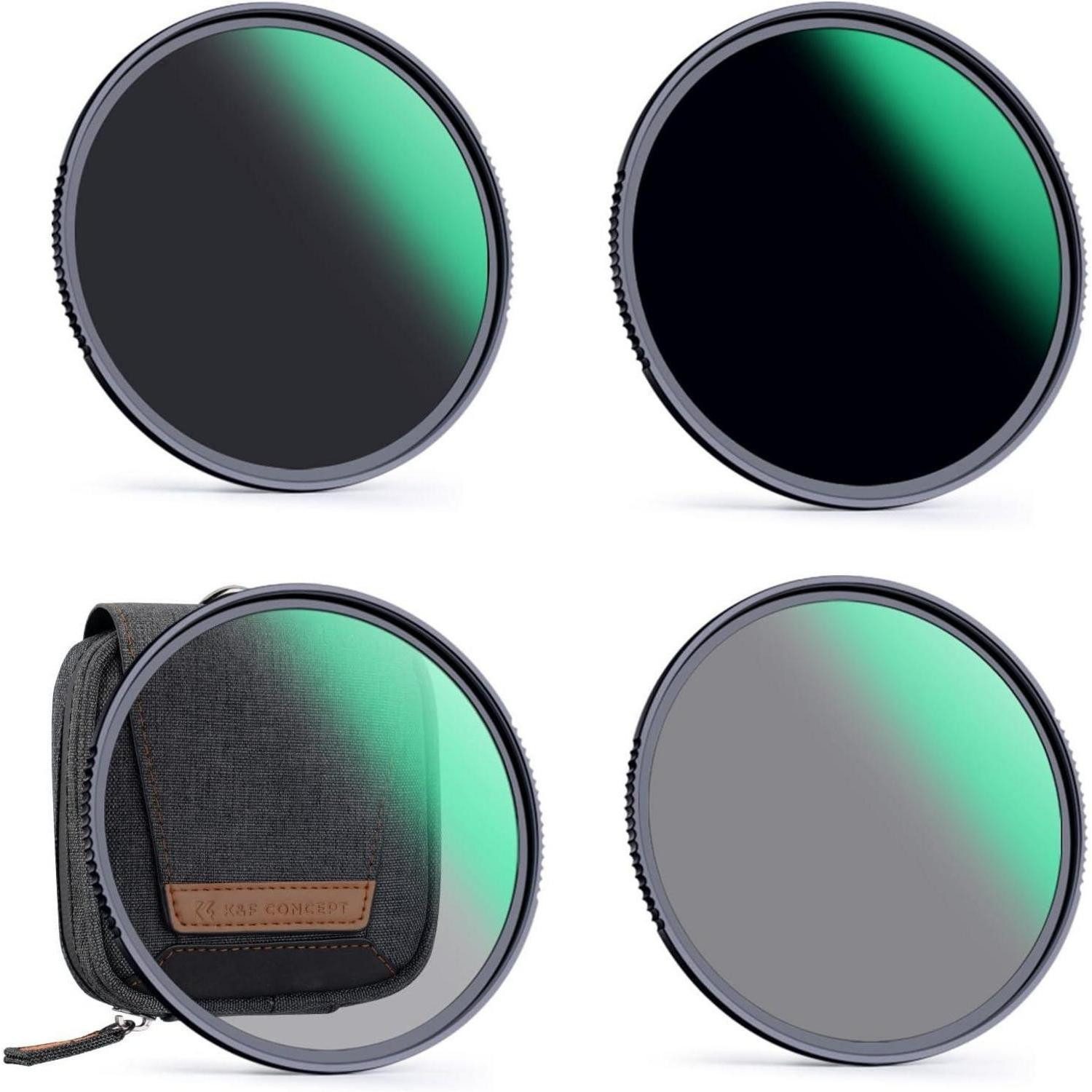 LuxusKollektion ND Filterset 77mm Neutral Graufilter Set ND4+ND8+ND64+ND1000 Kit Graufilter